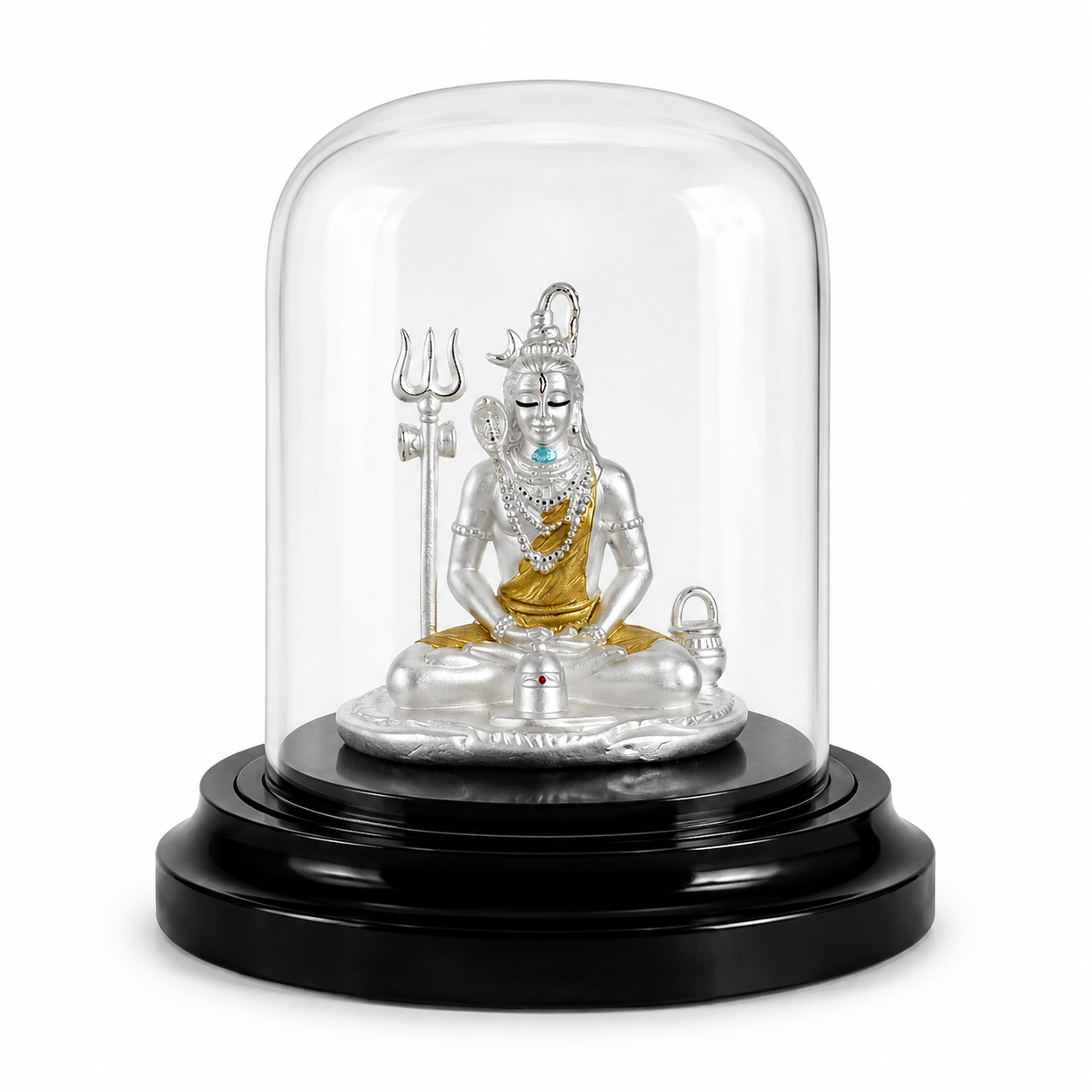 Meditating Lord Shiva Idol – 999% Silver – OYA by Gemkara view 1