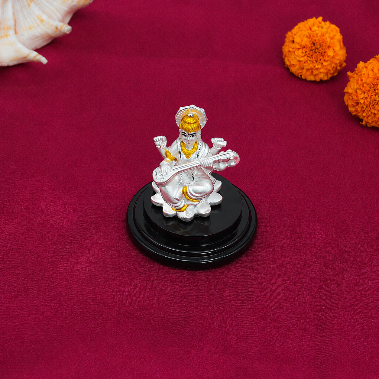 Maa Saraswati Idol – 999% Silver – OYA by Gemkara view 3