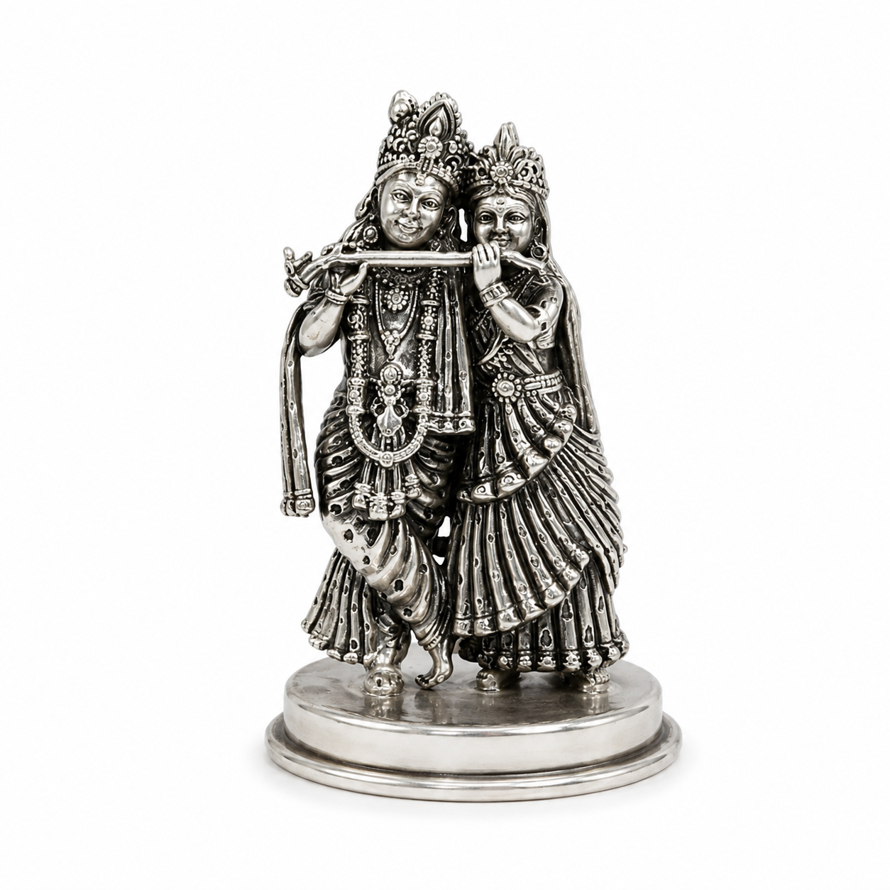 Divine Radha Krishna Idol – 925 Sterling Silver – OYA by Gemkara view 1
