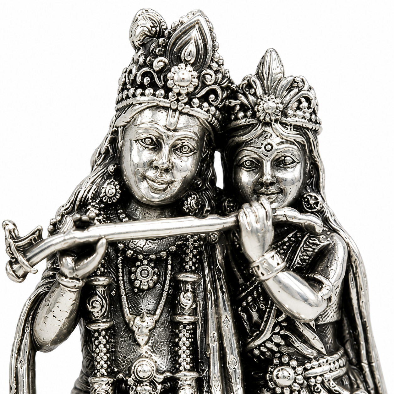 Divine Radha Krishna Idol – 925 Sterling Silver – OYA by Gemkara view 3