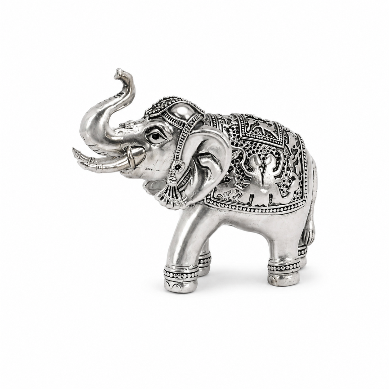 Royal Silver Elephant Idol – OYA by Gemkara view 1