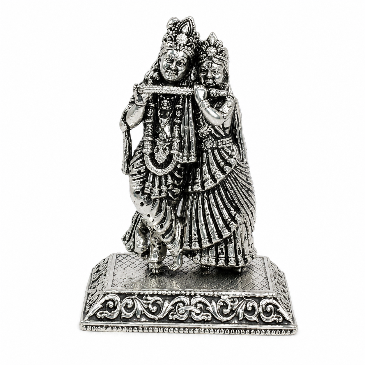 Divine Radha Krishna Idol – 925 Sterling Silver – OYA by Gemkara view 1