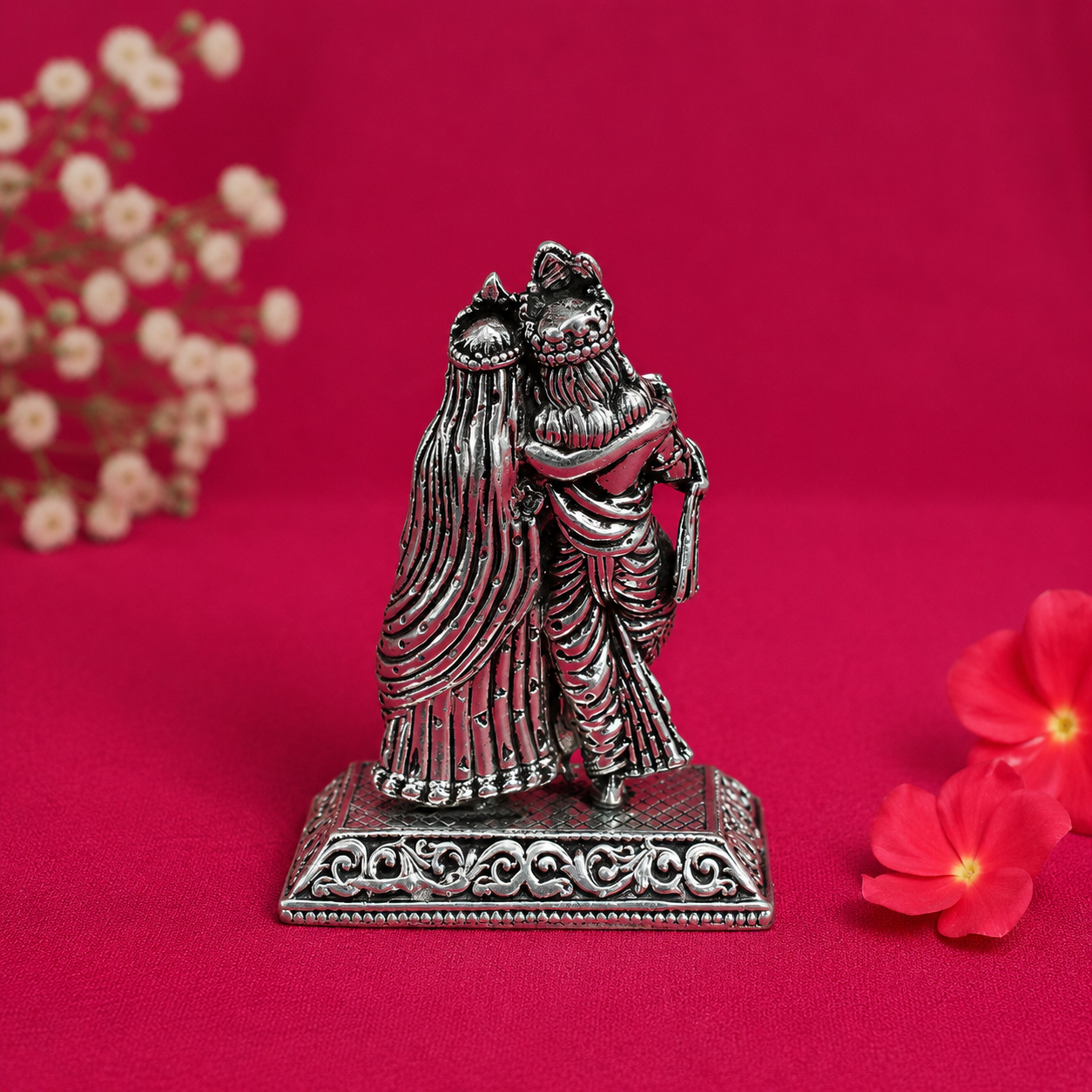 Divine Radha Krishna Idol – 925 Sterling Silver – OYA by Gemkara view 4