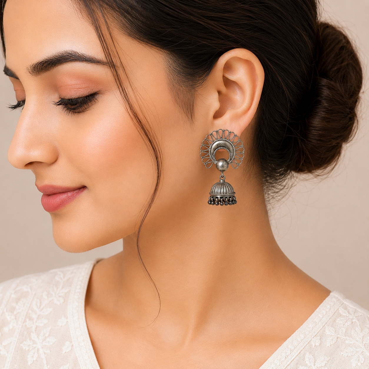 Mayuri Jhumka – 925 Sterling Silver – OYA by Gemkara view 2