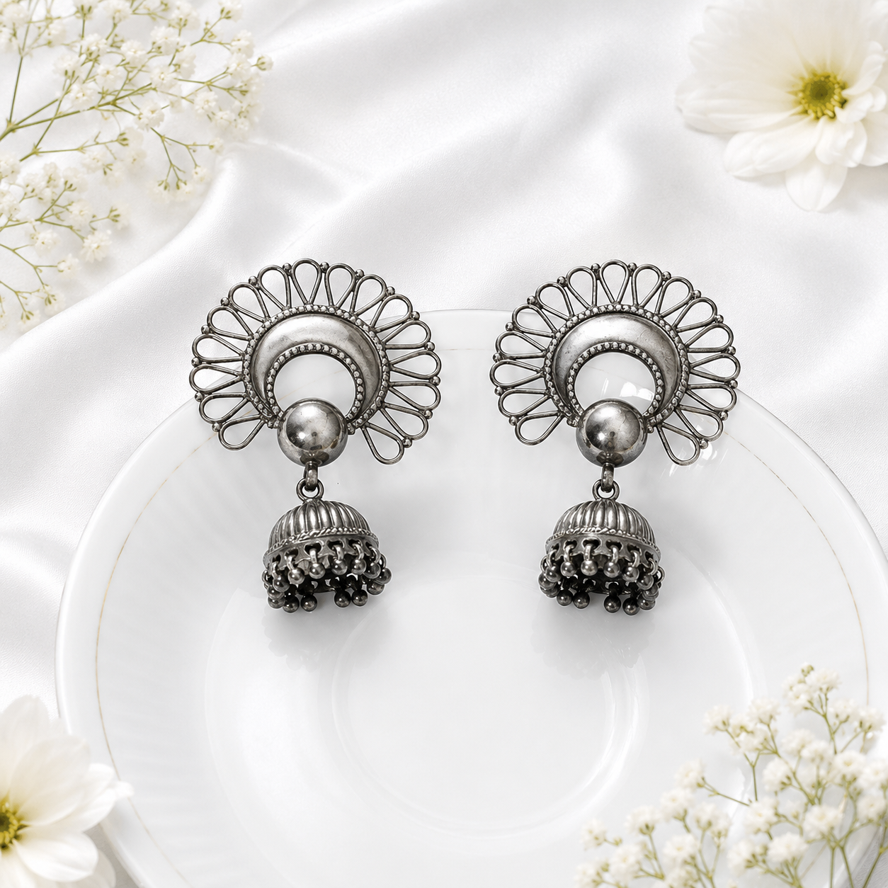 Mayuri Jhumka – 925 Sterling Silver – OYA by Gemkara view 3