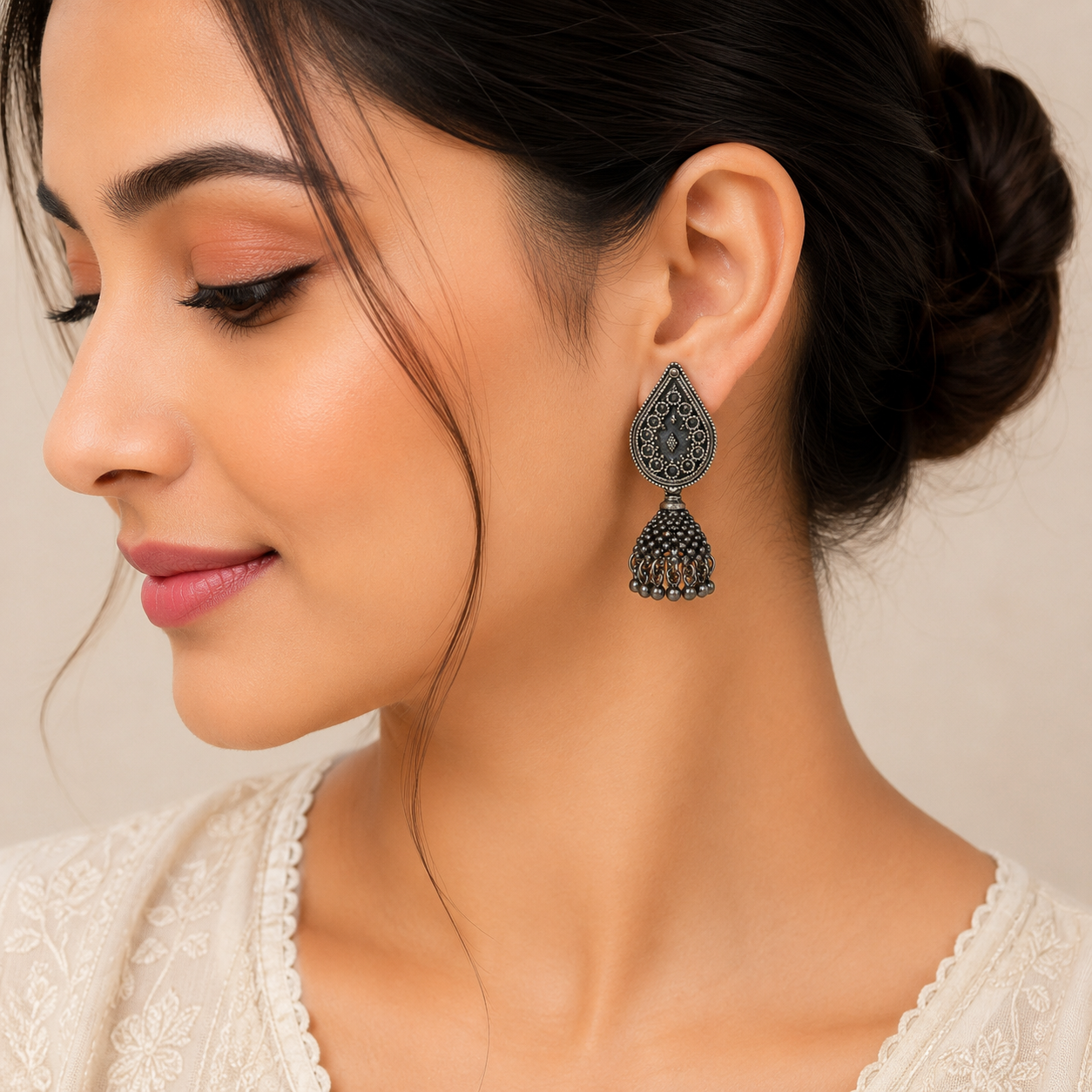 Megha Jhumka – 925 Sterling Silver – OYA by Gemkara view 2