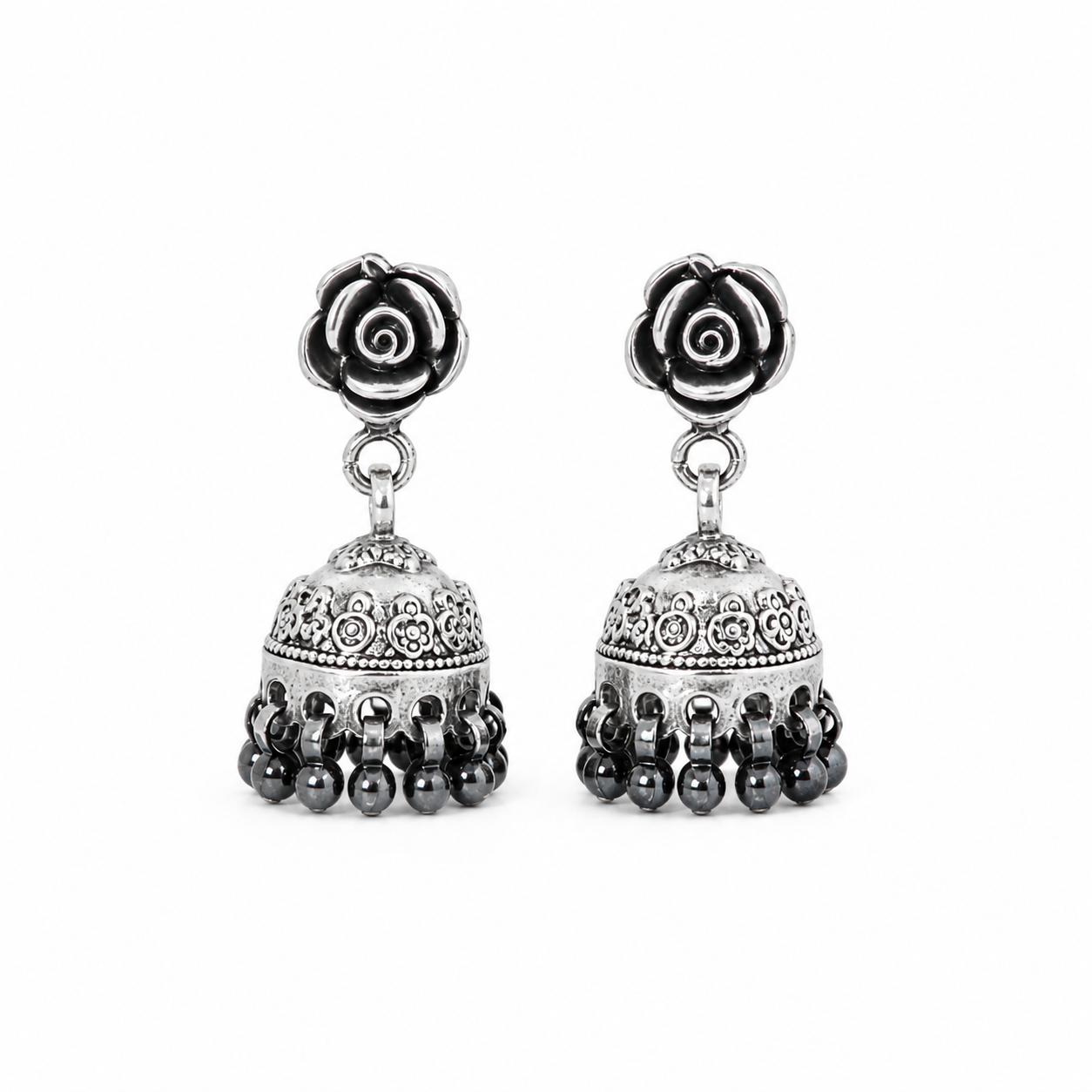 Flora Jhumka – 925 Sterling Silver – OYA by Gemkara view 1