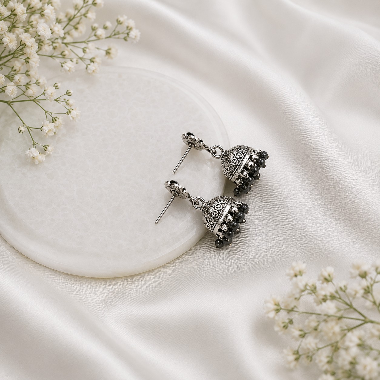 Flora Jhumka – 925 Sterling Silver – OYA by Gemkara view 4