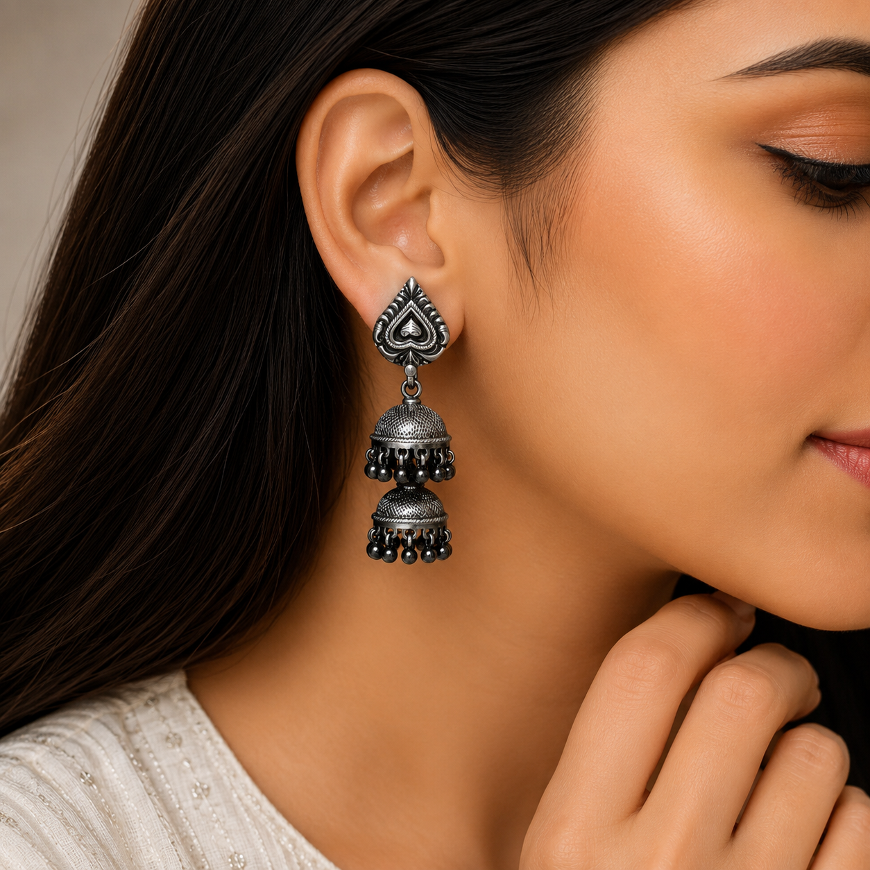 Dhwani Jhumka – 925 Sterling Silver – OYA by Gemkara view 2