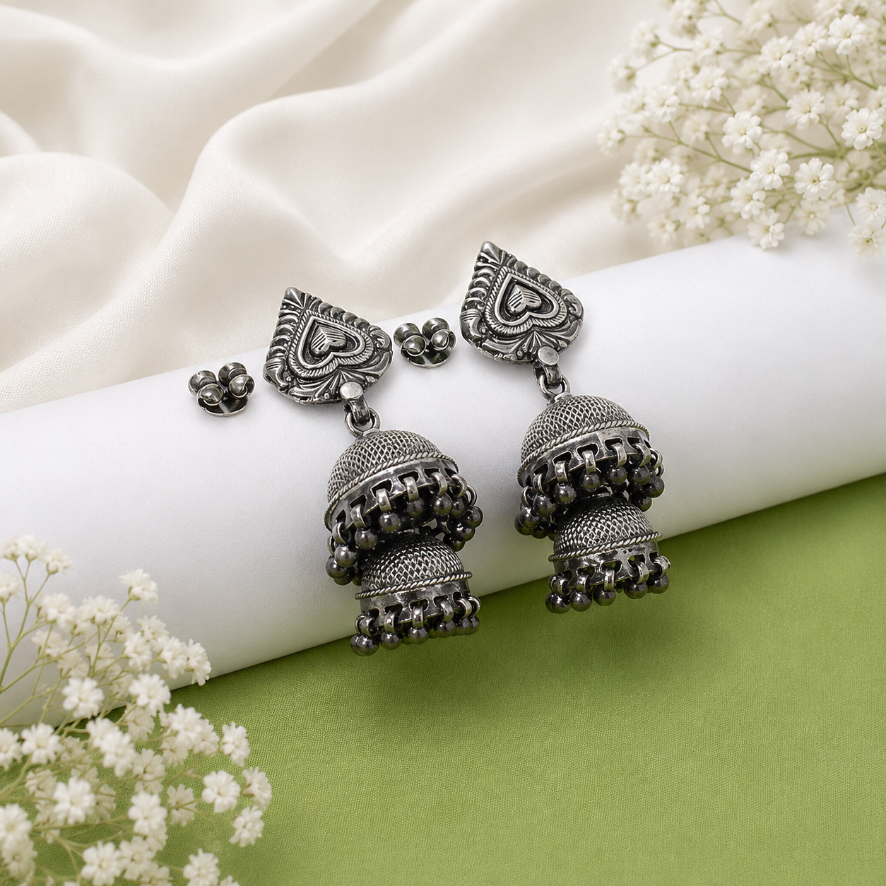 Dhwani Jhumka – 925 Sterling Silver – OYA by Gemkara view 3