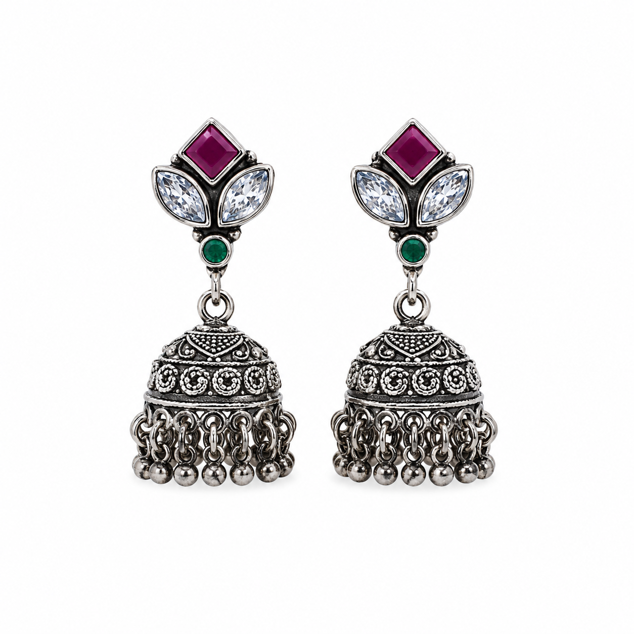 Ratna Jhumka – 925 Sterling Silver – OYA by Gemkara view 1