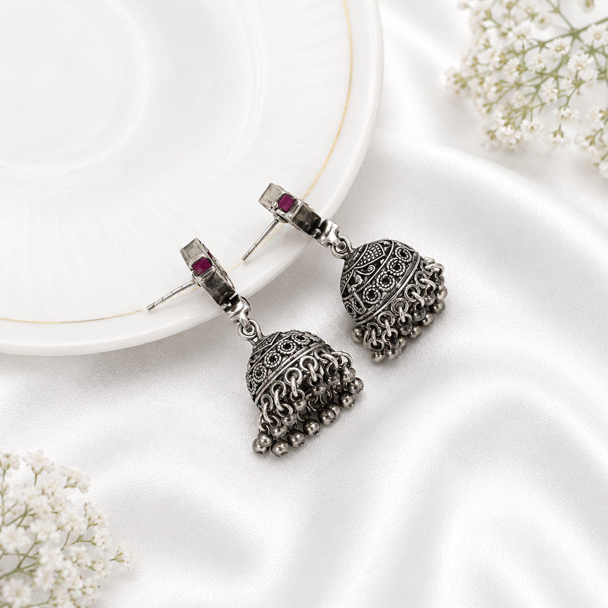 Ratna Jhumka – 925 Sterling Silver – OYA by Gemkara view 4