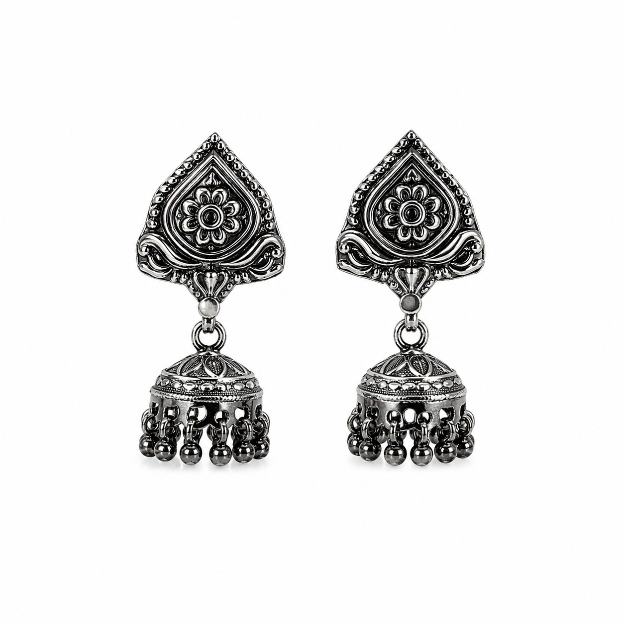 Noor Jhumka – 925 Sterling Silver – OYA by Gemkara view 1