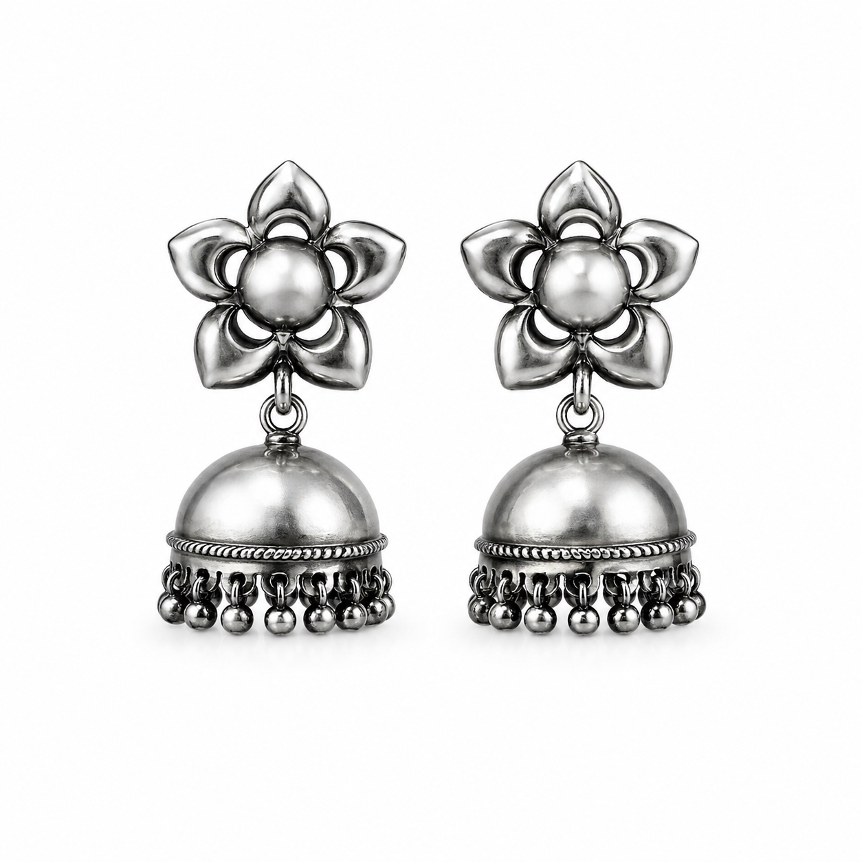 Blossom Jhumka – 925 Sterling Silver – OYA by Gemkara view 1