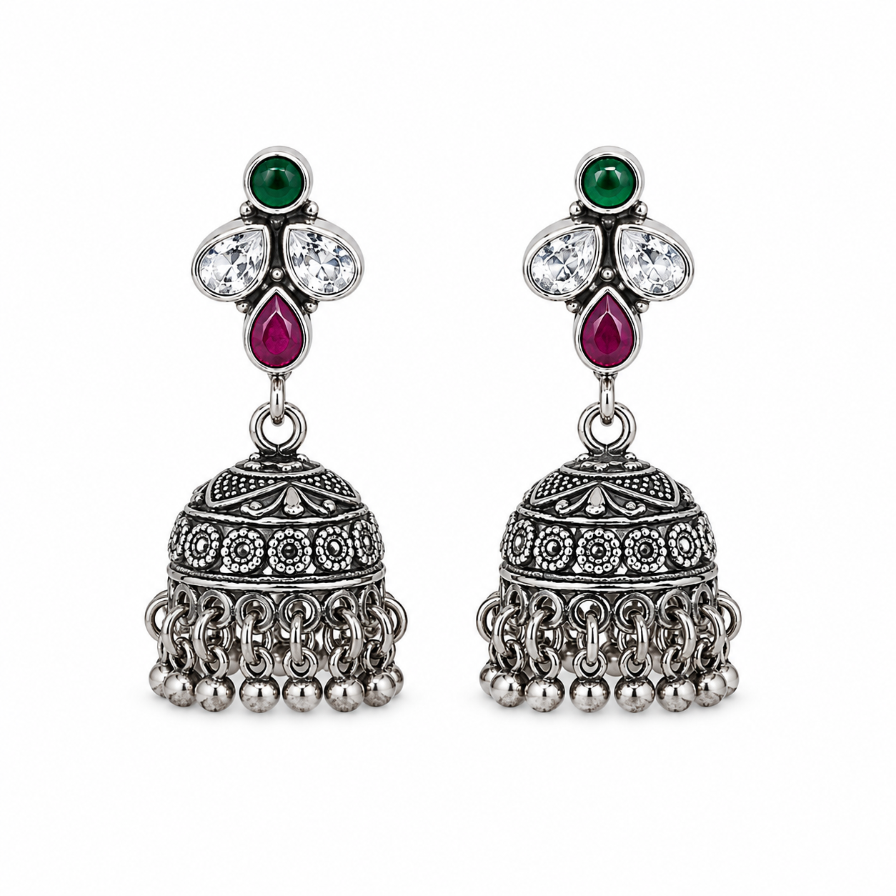 Triveni Jhumka – 925 Sterling Silver – OYA by Gemkara view 1