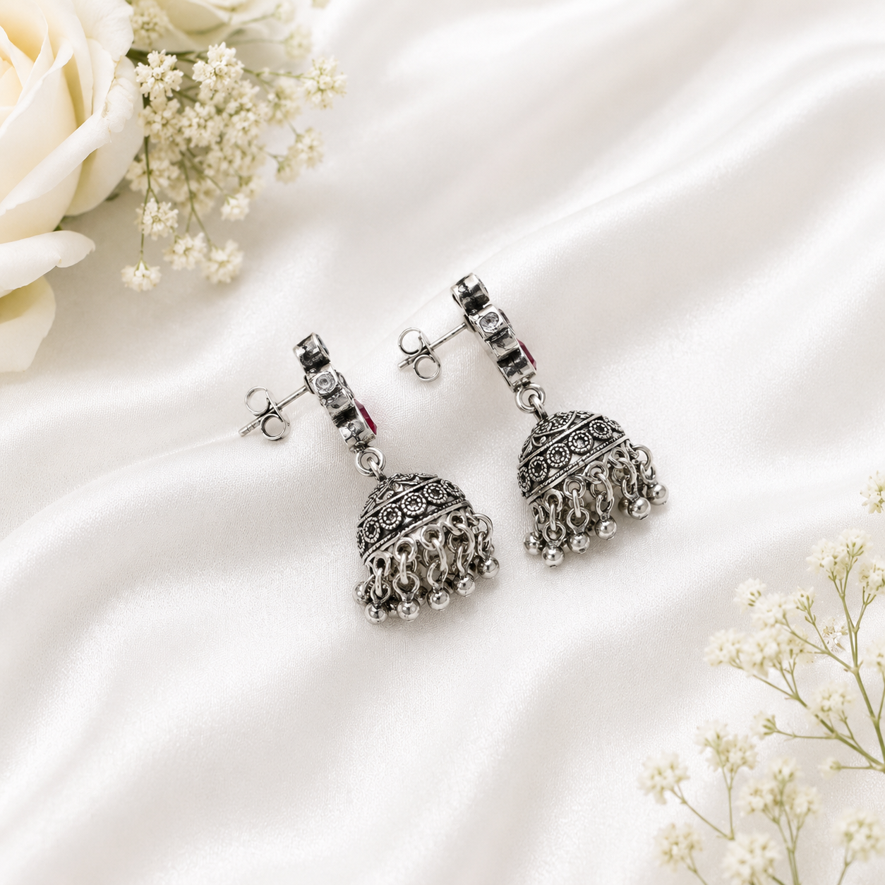 Triveni Jhumka – 925 Sterling Silver – OYA by Gemkara view 3