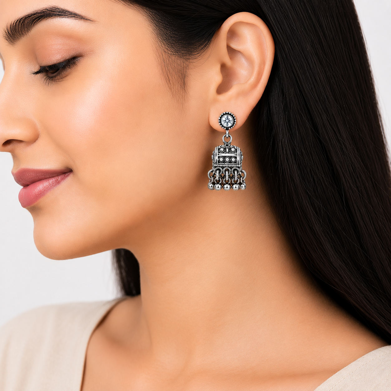 Tara Jhumka – 925 Sterling Silver – OYA by Gemkara view 2