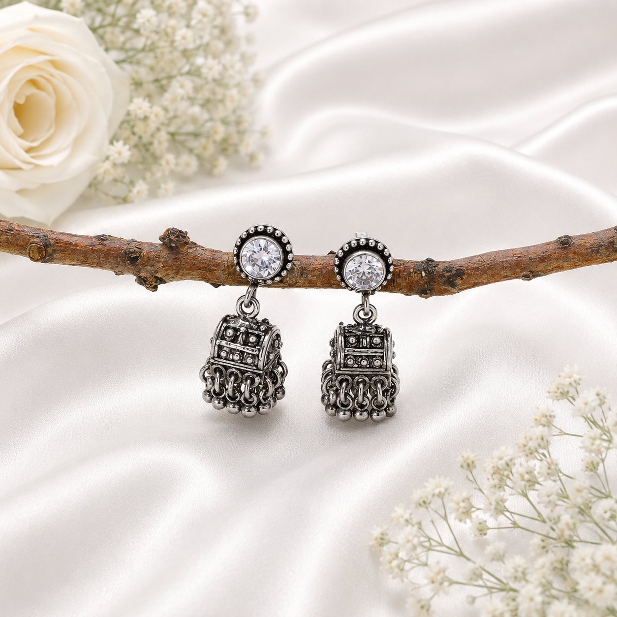 Tara Jhumka – 925 Sterling Silver – OYA by Gemkara view 3