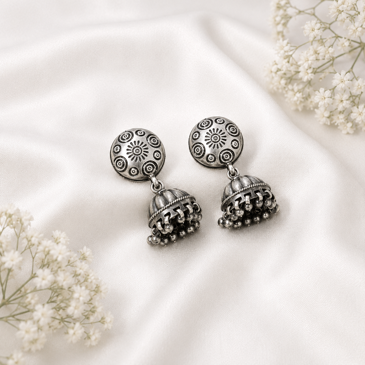 Surya Jhumka – 925 Sterling Silver – OYA by Gemkara view 3