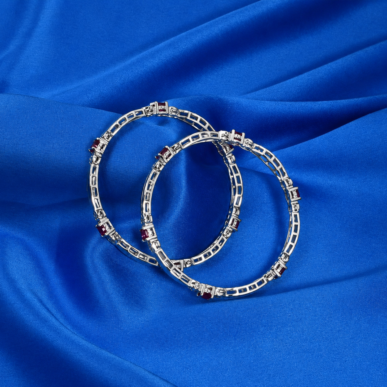 Ruby Link Bangle – 925 Sterling Silver – OYA by Gemkara view 2