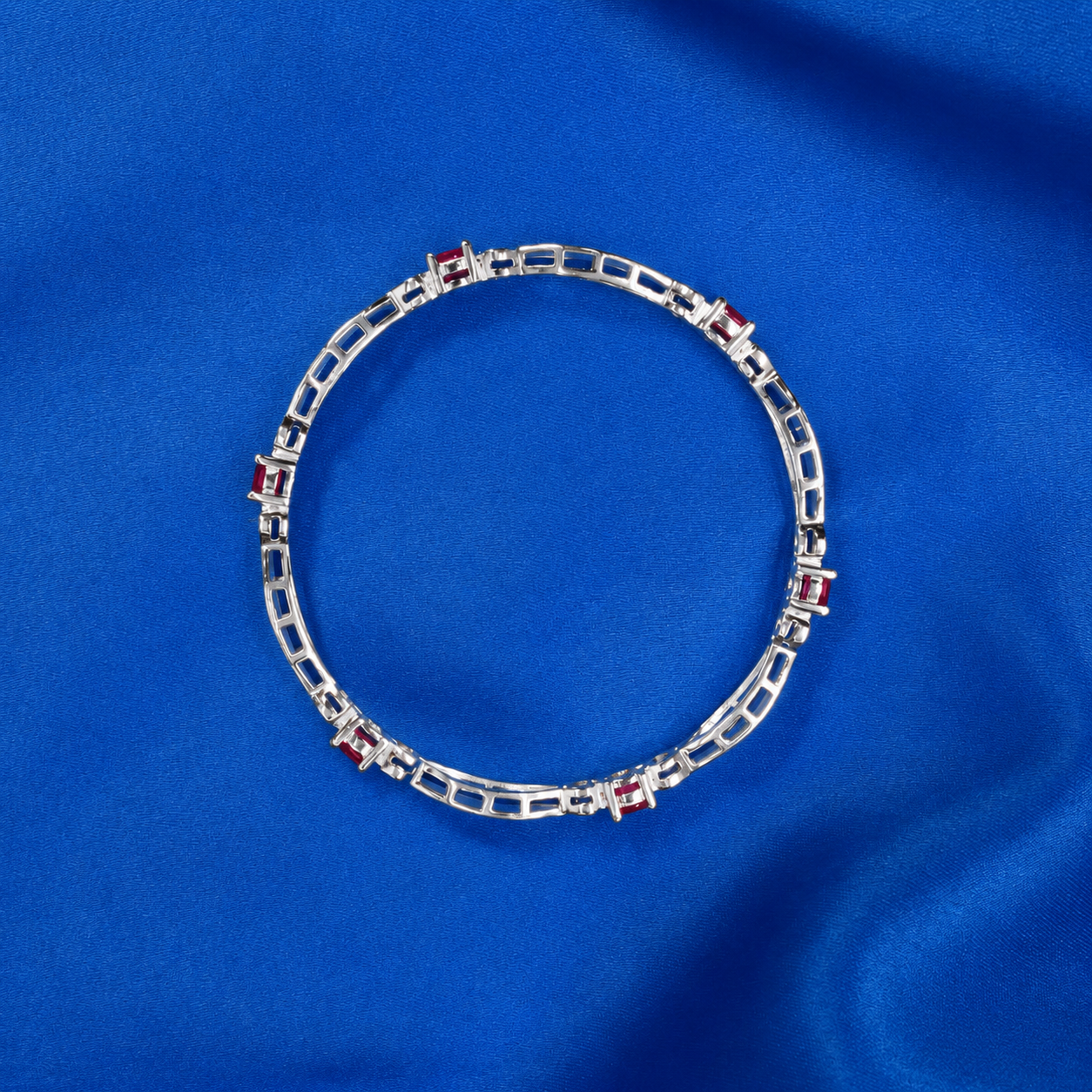 Ruby Link Bangle – 925 Sterling Silver – OYA by Gemkara view 4