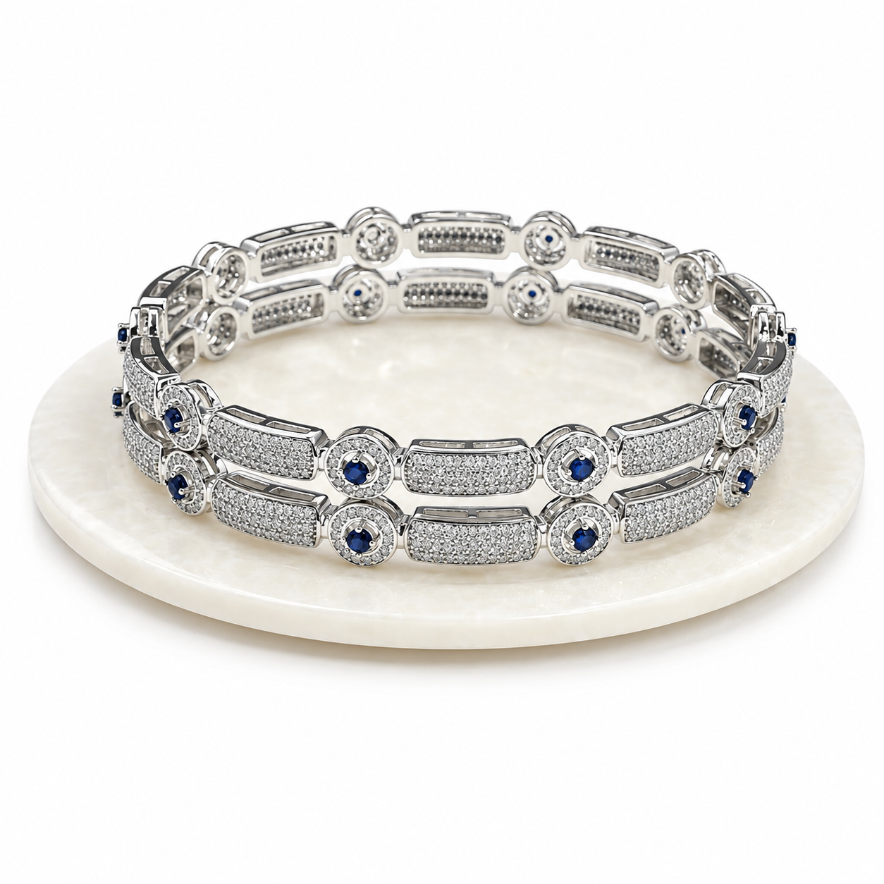 Sapphire Link Bangle – 925 Sterling Silver – OYA by Gemkara view 4
