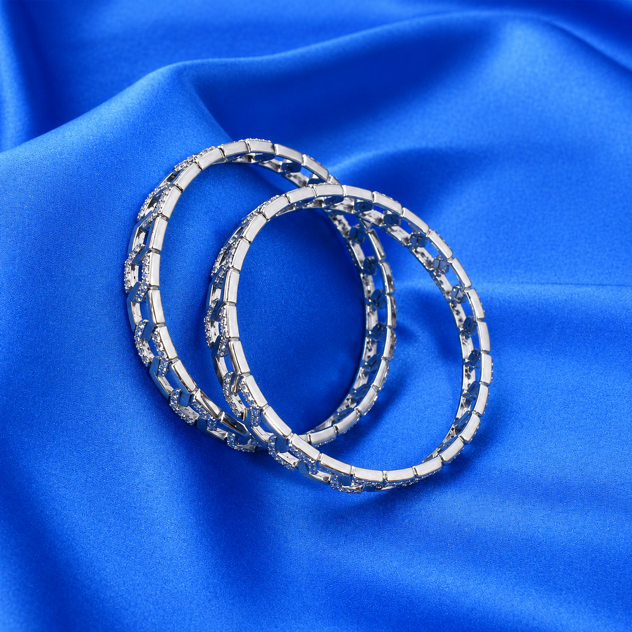Rose Link Bangle – 925 Sterling Silver – OYA by Gemkara view 3
