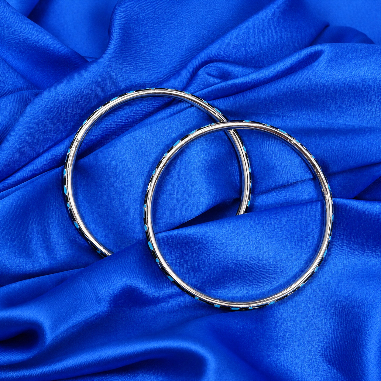 Aqua Bloom Bangle – 925 Sterling Silver – OYA by Gemkara view 2