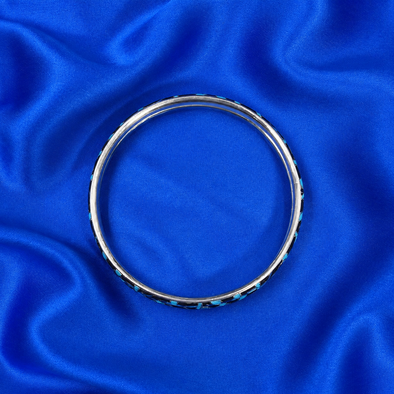 Aqua Bloom Bangle – 925 Sterling Silver – OYA by Gemkara view 3