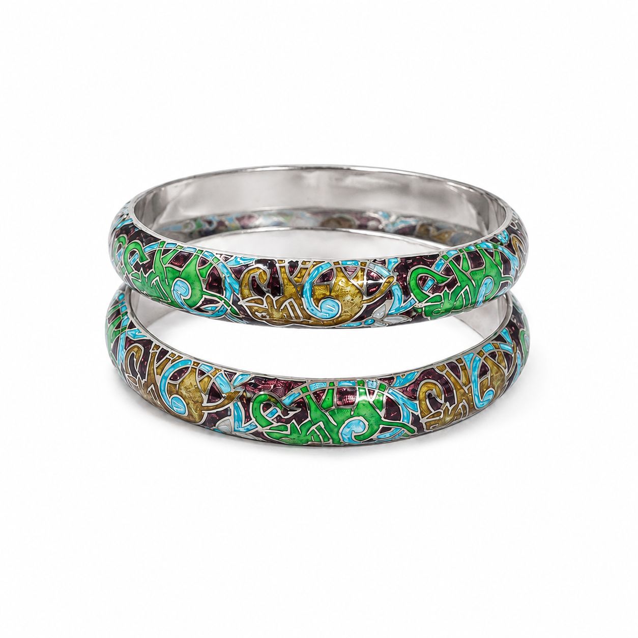 Heritage Enamel Bangle – 925 Sterling Silver – OYA by Gemkara view 2