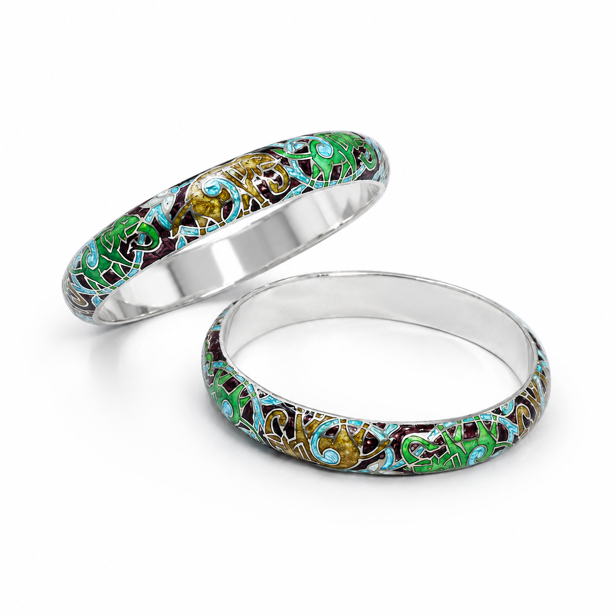 Heritage Enamel Bangle – 925 Sterling Silver – OYA by Gemkara view 3