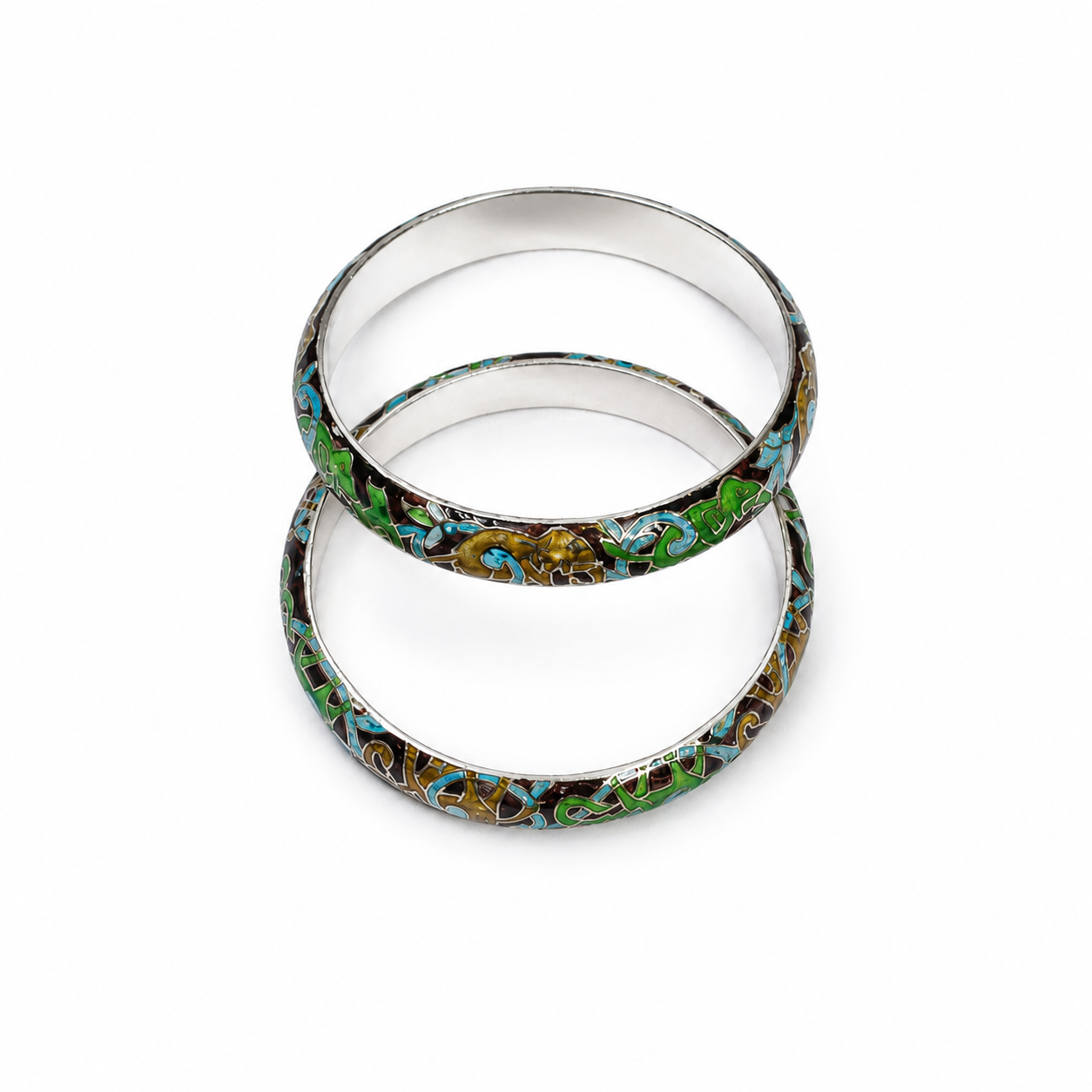 Heritage Enamel Bangle – 925 Sterling Silver – OYA by Gemkara view 4