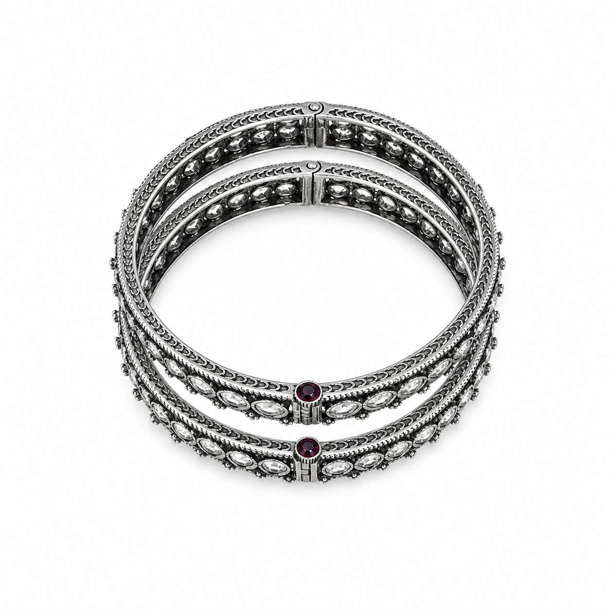 Antique Glow Bangle – 925 Sterling Silver – OYA by Gemkara view 3