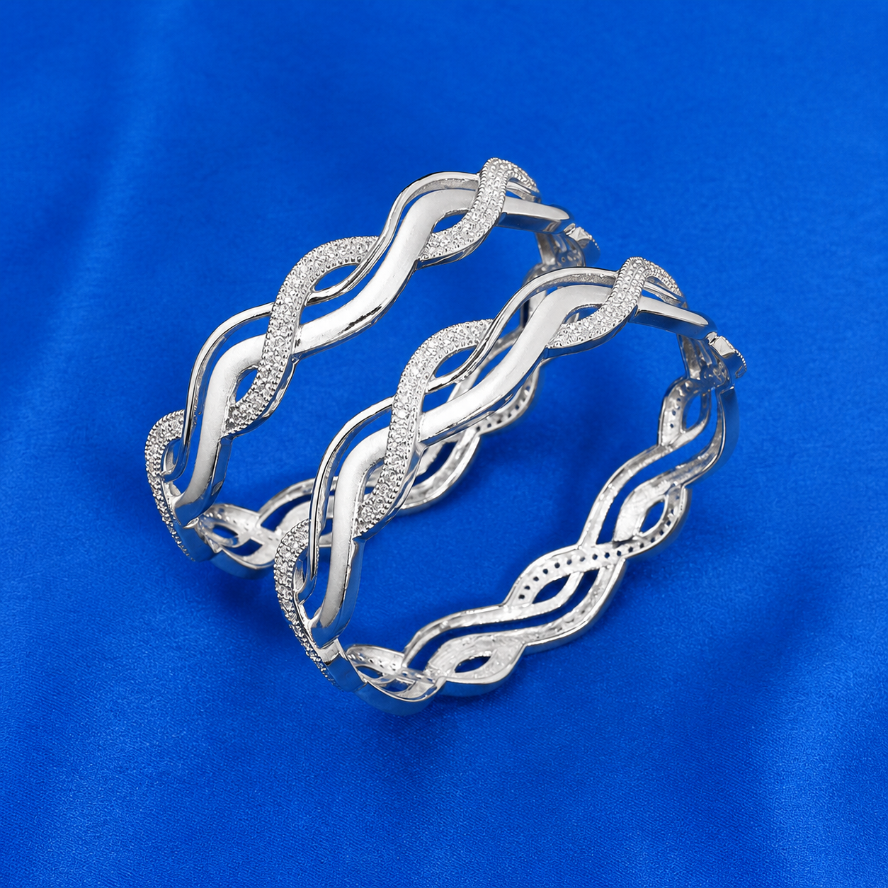 Infinity Wave Bangle – 925 Sterling Silver – OYA by Gemkara view 1