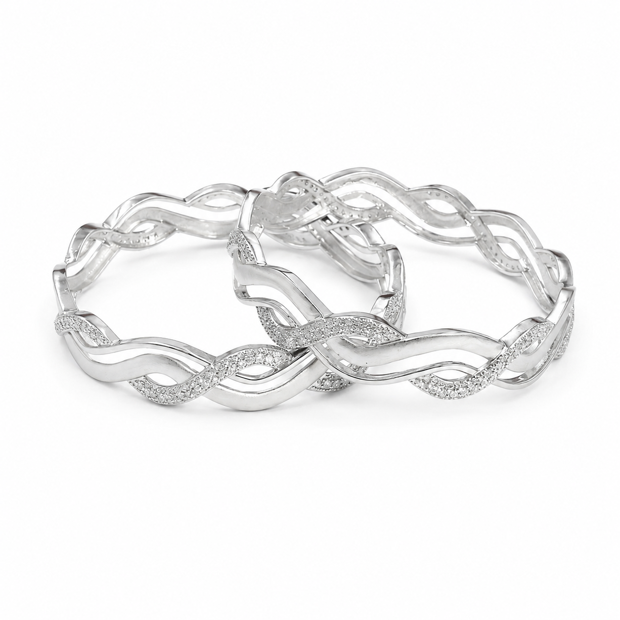 Infinity Wave Bangle – 925 Sterling Silver – OYA by Gemkara view 2