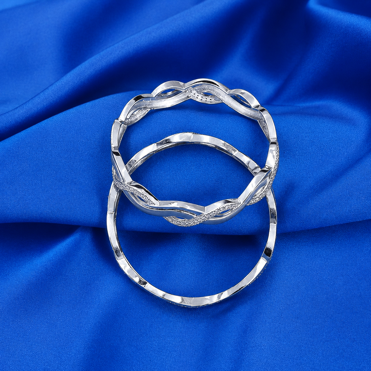Infinity Wave Bangle – 925 Sterling Silver – OYA by Gemkara view 3