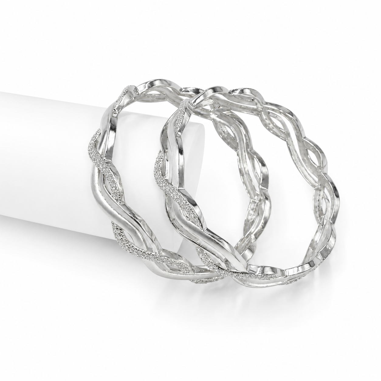 Infinity Wave Bangle – 925 Sterling Silver – OYA by Gemkara view 4