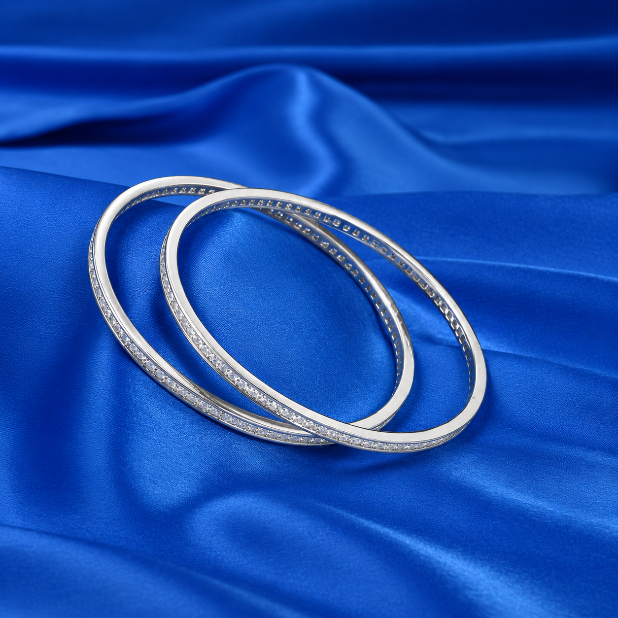 Crystal Line Bangle – 925 Sterling Silver – OYA by Gemkara view 2