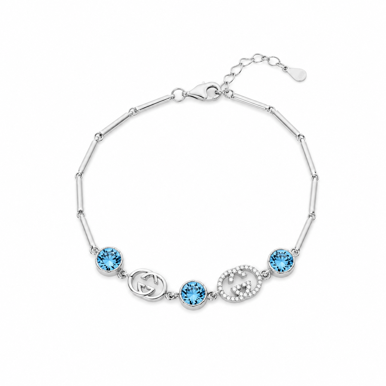 Turquoise Link Bracelet – 925 Sterling Silver – OYA by Gemkara view 1