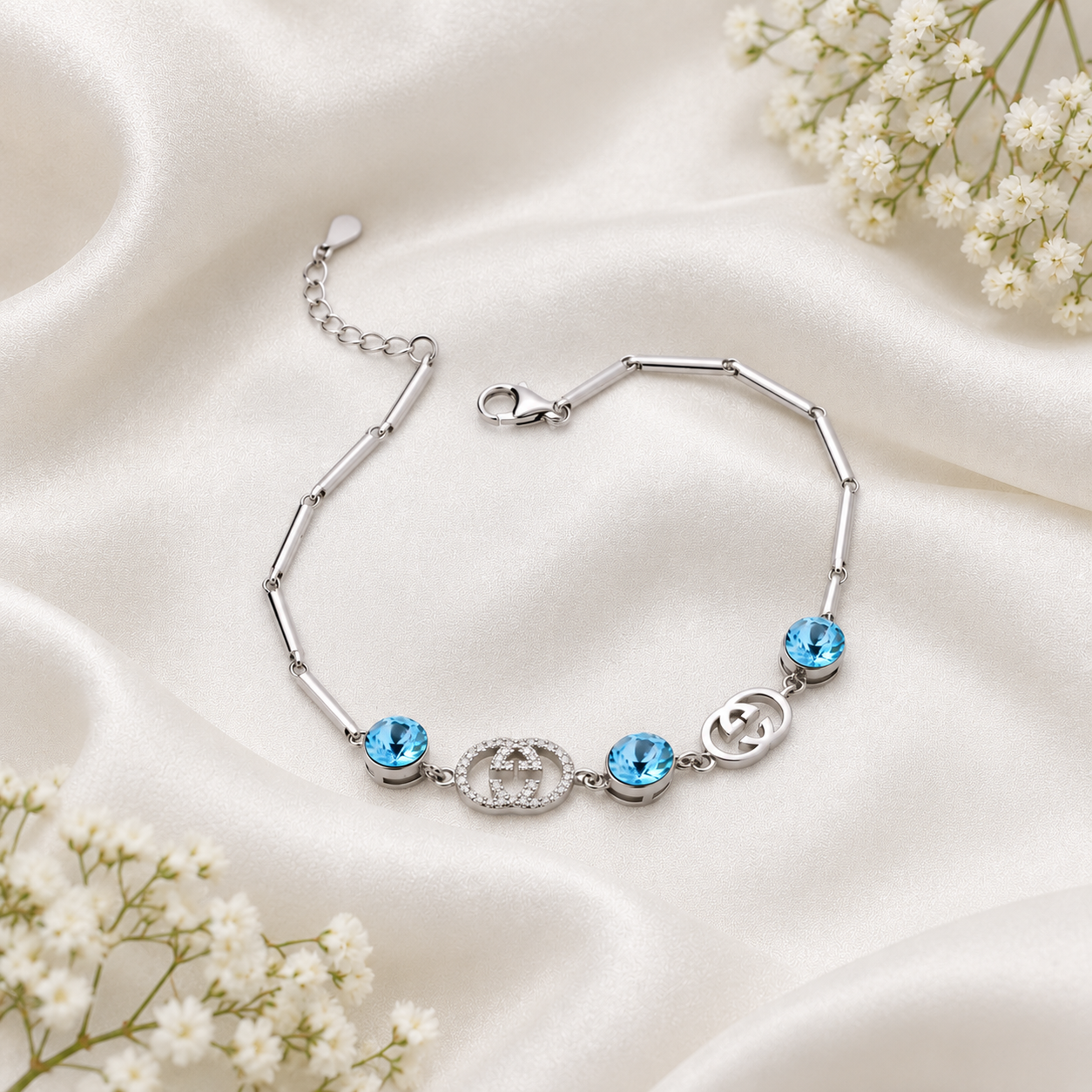 Turquoise Link Bracelet – 925 Sterling Silver – OYA by Gemkara view 2