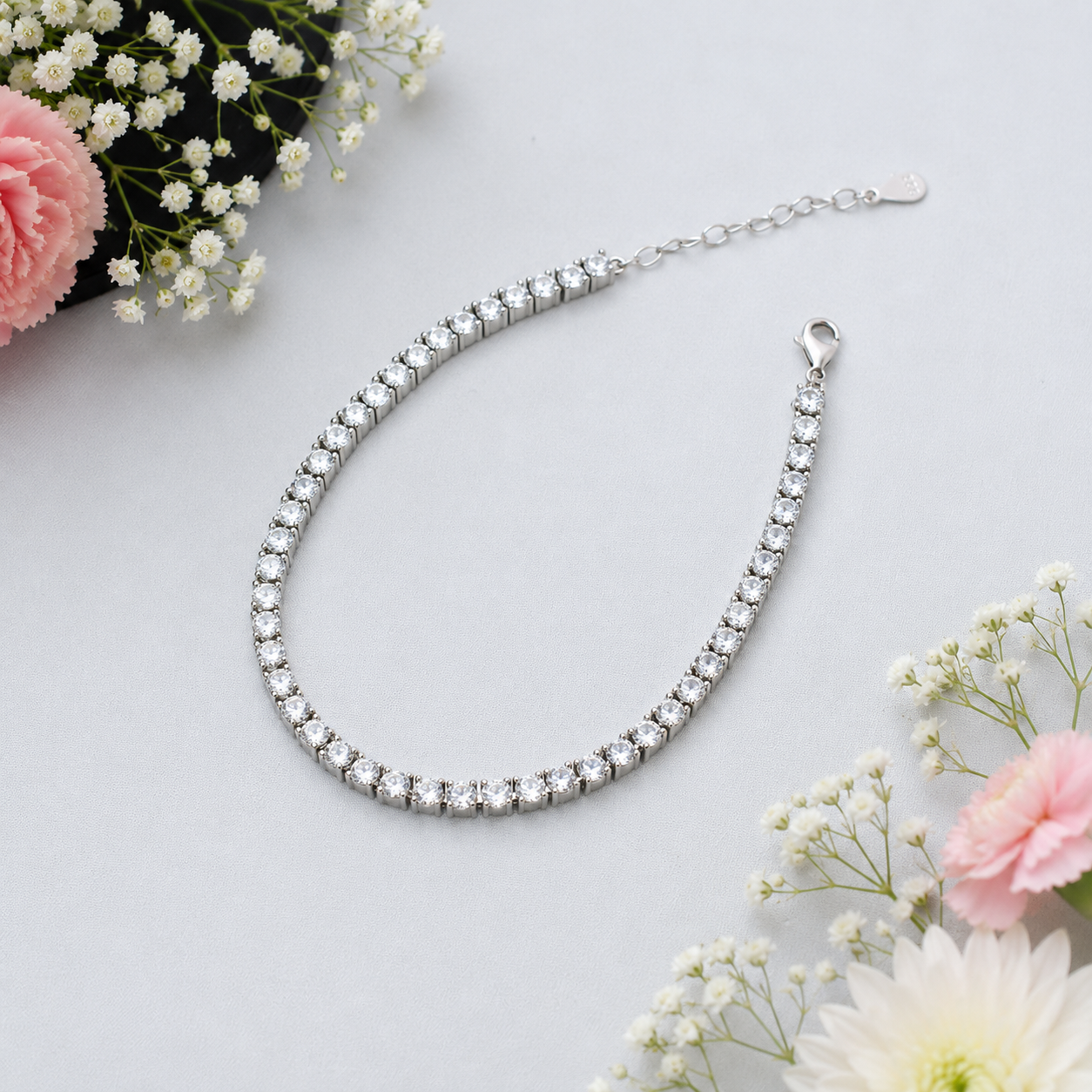 Classic Tennis Bracelet – 925 Sterling Silver – OYA by Gemkara view 2