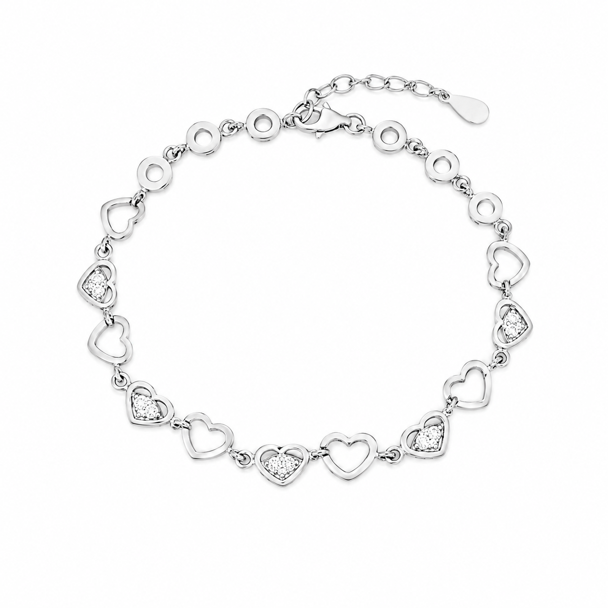 Heart Link Bracelet – 925 Sterling Silver – OYA by Gemkara view 1