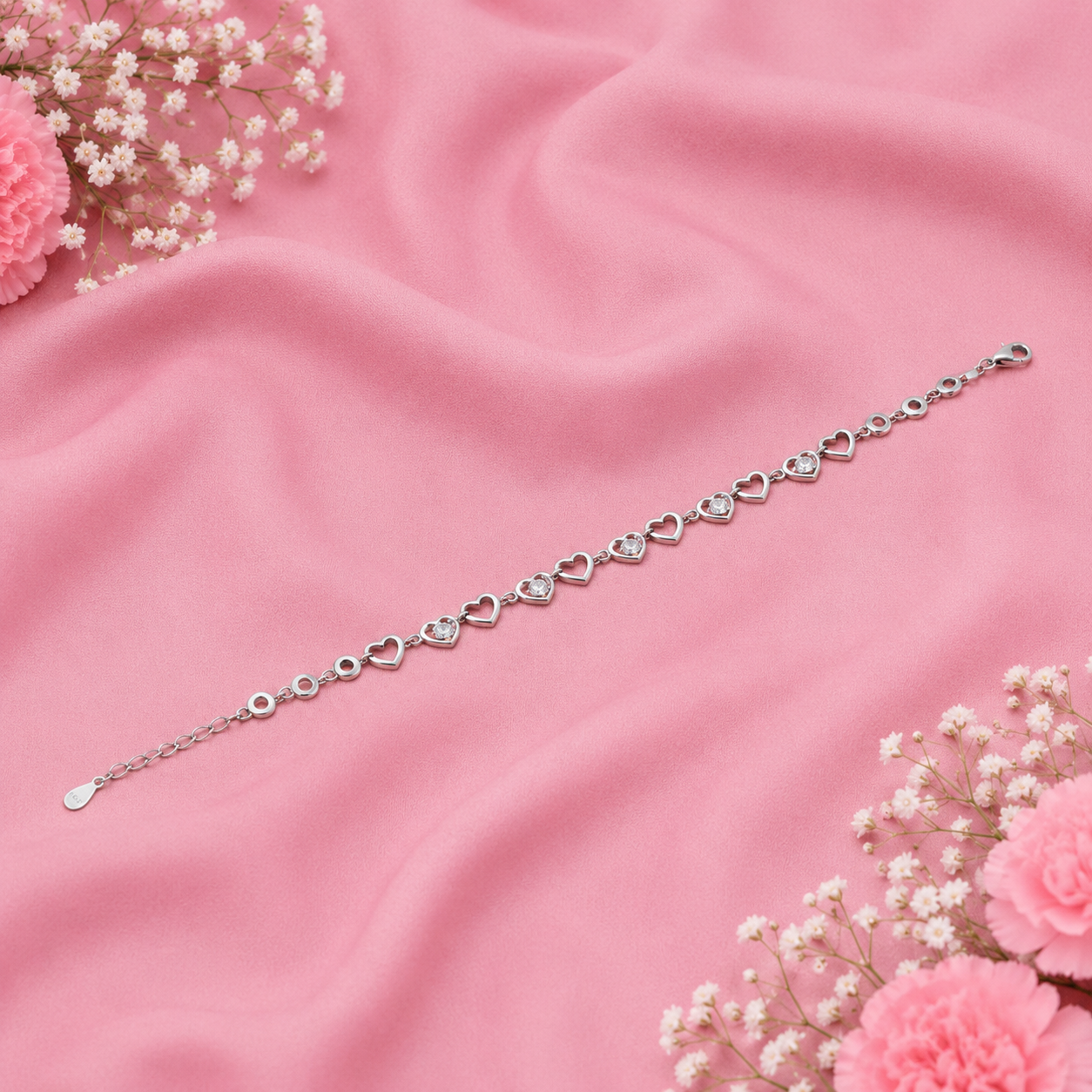 Heart Link Bracelet – 925 Sterling Silver – OYA by Gemkara view 2