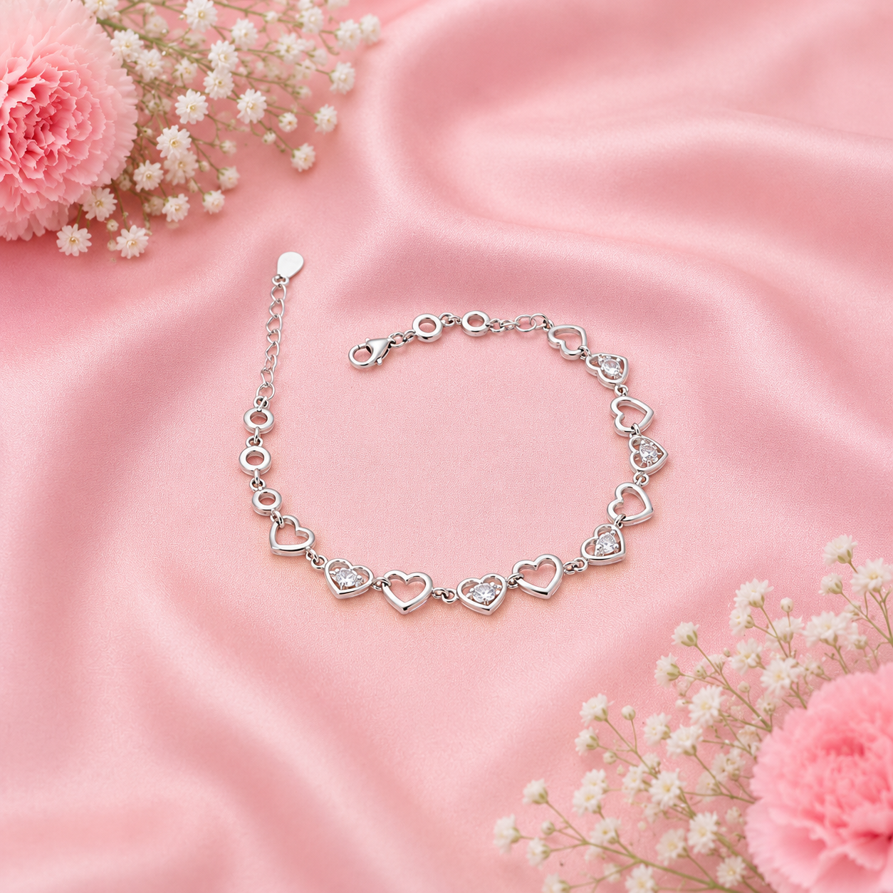 Heart Link Bracelet – 925 Sterling Silver – OYA by Gemkara view 4