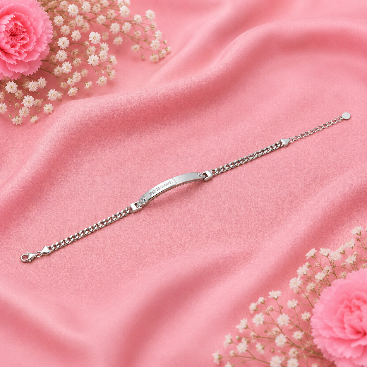 Bar Chain Bracelet – 925 Sterling Silver – OYA by Gemkara view 2