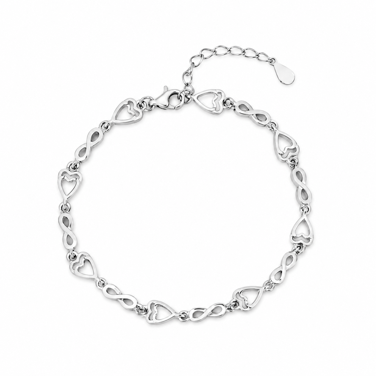 Heart Infinity Bracelet – 925 Sterling Silver – OYA by Gemkara view 1