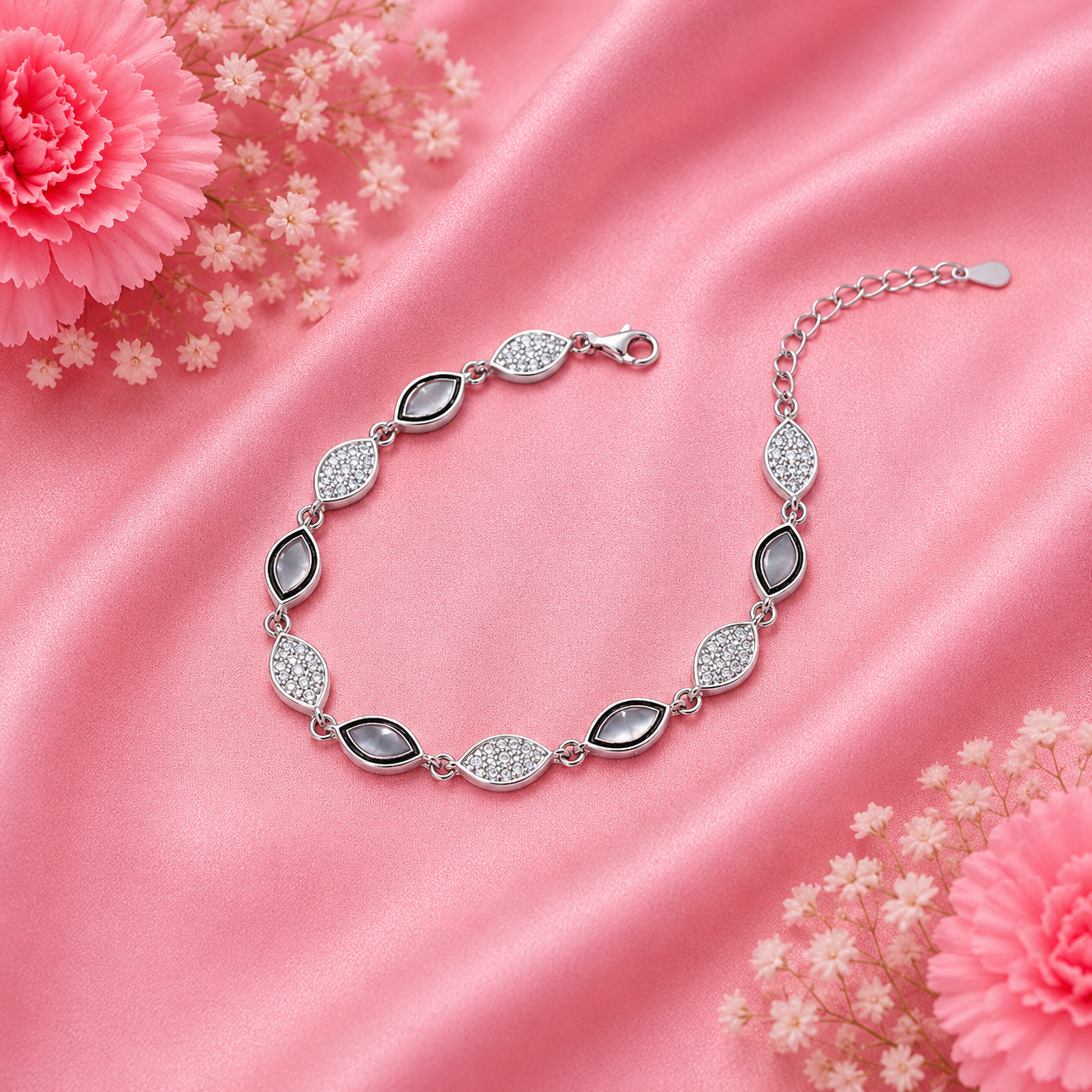 Marquise Link Bracelet – 925 Sterling Silver – OYA by Gemkara view 4