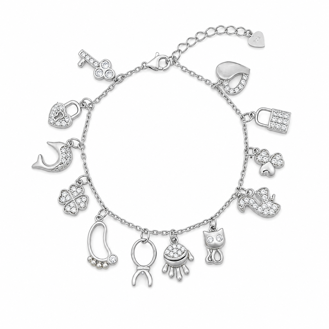 Multi Charm Bracelet -81 – 925 Sterling Silver – OYA by Gemkara view 1