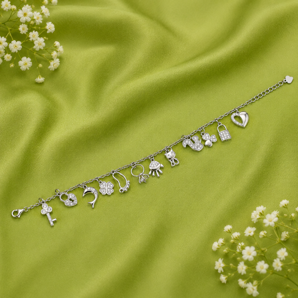 Multi Charm Bracelet -81 – 925 Sterling Silver – OYA by Gemkara view 4