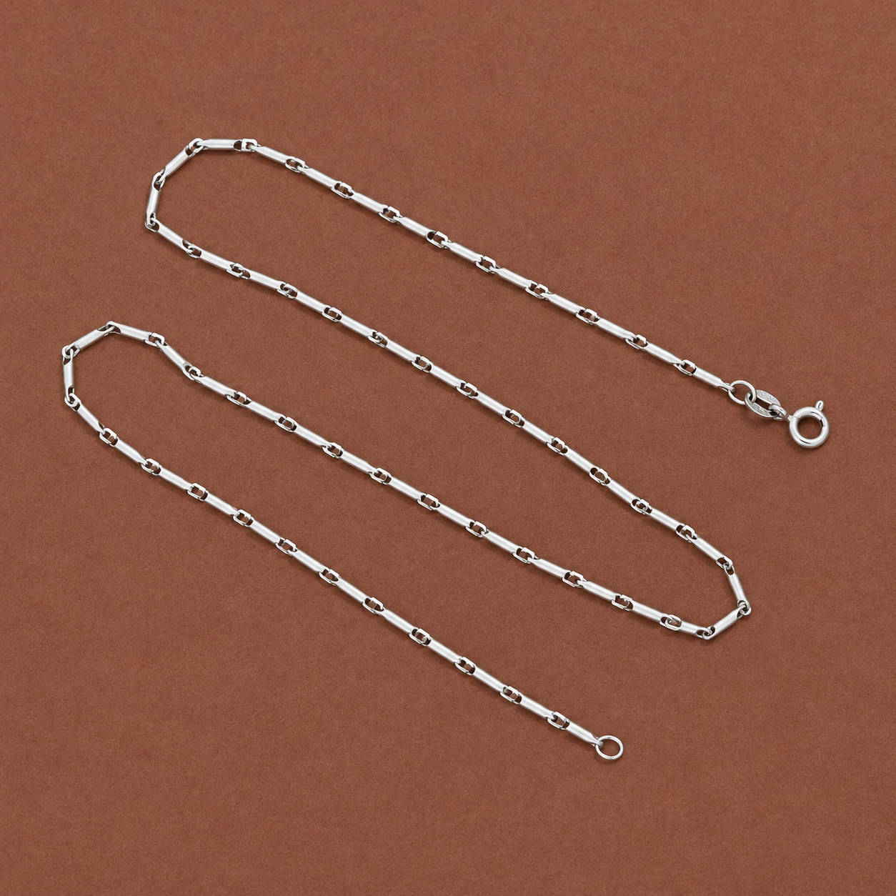 Silver Bar Link Chain view 3